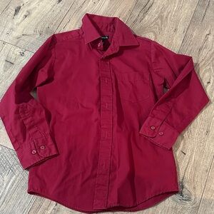 Boys Deep Red Casual Button Down Shirt